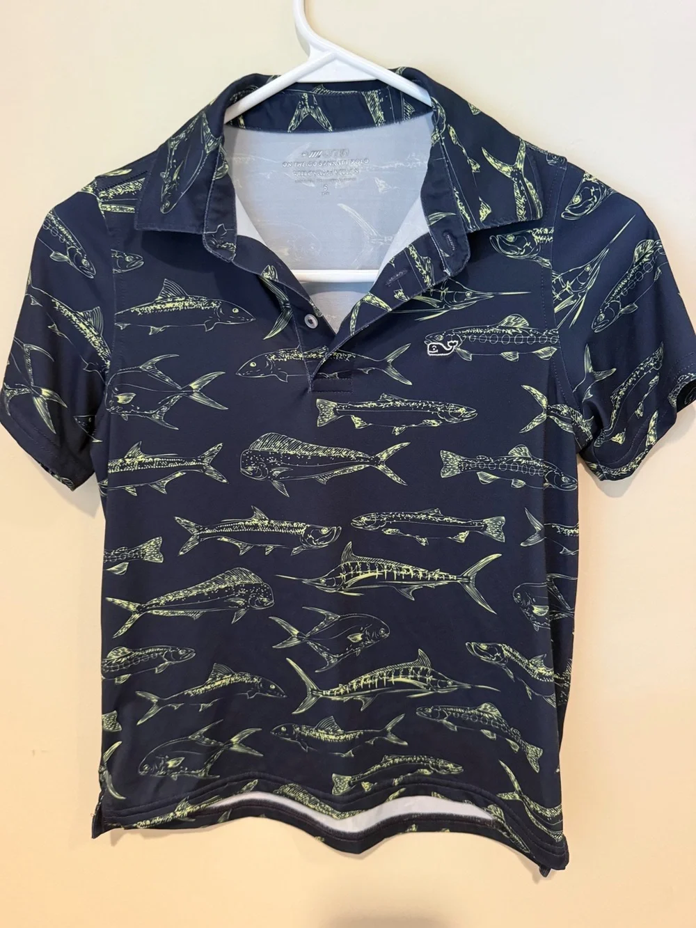 Vineyard Vines Navy Fish-Print Polo Shirt